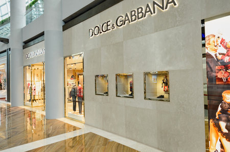 SINGAPORE - NOVEMBER 08, 2015: interior of The Shoppes at Marina Bay Sands. The Shoppes at Marina Bay Sands is one of Singapore's largest luxury shopping mallsのeditorial素材