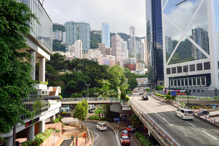 HONG KONG - JUNE 03, 2015: streets of Hong Kong. Hong Kong, is an autonomous territory on the southern coast of China at the Pearl River Estuary and the South China Seaのeditorial素材