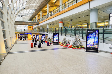 HONG KONG - DECEMBER 26, 2015: interior of  Hong Kong Airport. Hong Kong International Airport is the main airport in Hong Kong. It is located on the island of Chek Lap Kokのeditorial素材