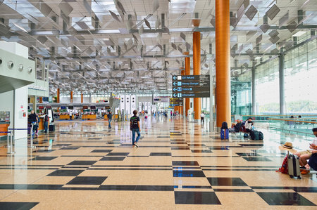 SINGAPORE - NOVEMBER 04, 2015: interior of Changi Airport. Singapore Changi Airport, is the primary civilian airport for Singapore, and one of the largest transportation hubs in Southeast Asiaのeditorial素材