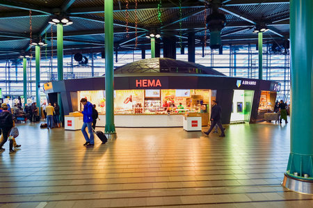 AMSTERDAM, NETHERLANDS - NOVEMBER 17, 2015: interior of Amsterdam Airport. Amsterdam Airport Schiphol is the main international airport of the Netherlands.のeditorial素材