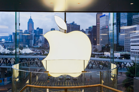 HONG KONG - MAY 5, 2015:  interior of Apple store. Apple Inc. is an American multinational...