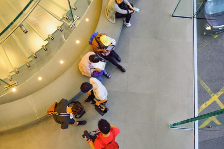 HONG KONG - MAY 5, 2015:  interior of Apple store. Apple Inc. is an American multinational technology company headquartered in Cupertino, California, that designs, develops, and sells consumer electronics, computer software, and online services.のeditorial素材