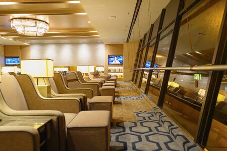 SINGAPORE - NOVEMBER 09, 2015: interior of Plaza Premium Lounge. Plaza Premium Lounge is a global service brand headquartered in Hong Kongのeditorial素材