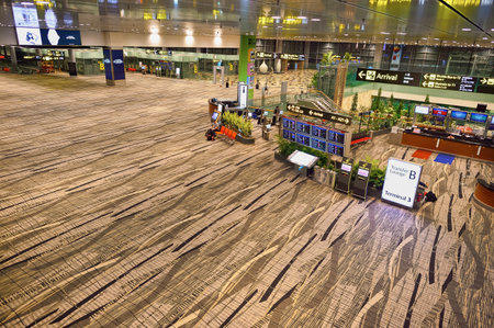 SINGAPORE - NOVEMBER 10, 2015: interior of Changi Airport. Singapore Changi Airport, is the primary civilian airport for Singapore, and one of the largest transportation hubs in Southeast Asiaのeditorial素材