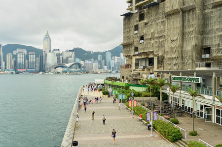 HONG KONG - MAY 06, 2015: streets of Hong Kong. Hong Kong, is an autonomous territory on the southern coast of China at the Pearl River Estuary and the South China Seaのeditorial素材