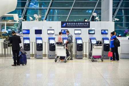 SHENZHEN, CHINA - FEBRUARY 16, 2015: airport interior. Shenzhen Bao'an International Airport is...