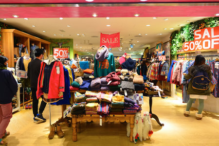 HONG KONG, CHINA - FEBRUARY 04, 2015: shopping center interior. In Hong Kong a wide selection of...