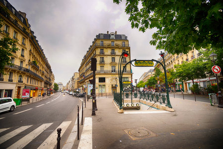 PARIS - SEPTEMBER 05, 2014: Paris Metropolitain entrance. The Paris Metro or Metropolitain is a rapid transit system in the Paris Metropolitan Areaのeditorial素材