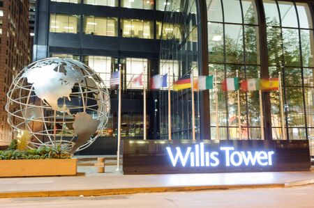 CHICAGO, USA - OCTOBER 06, 2011: area near the Willis Tower. The Willis Tower, built as and still commonly referred to as Sears Tower, is a 108-story, 1,451-foot (442 m) skyscraper in Chicago, Illinois, United Statesのeditorial素材