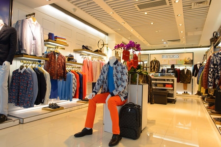 SHENZHEN, CHINA - FEBRUARY 16, 2015: boutique interior in Shenzhen Airpor. Shenzhen Bao'an...