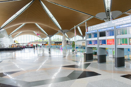 KUALA LUMPUR-MAY 06: airport interior on MAY 06, 2014 in Kuala Lumpur, Malaysia. Kuala Lumpur International Airport (KLIA) is Malaysia's main international airport and one of the major airports of South East Asiaのeditorial素材