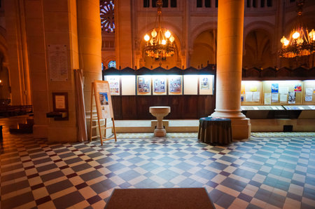 PARIS - SEP 06: church interior on September 06, 2014 in Paris, France. Paris, aka City of Love, is a popular travel destination and a major city in Europeのeditorial素材