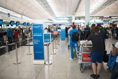 HONG KONG, CHINA - MAY 12, 2014: Hong Kong International Airport interior. The one of the best...