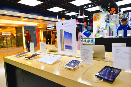 HONG KONG, CHINA - FEBRUARY 04, 2015: shopping center interior. In Hong Kong a wide selection of...