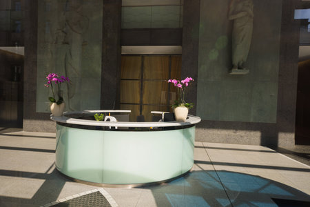 DUSSELDORF - SEP 16: business building interior on September 16, 2014 in Dusseldorf, Germany. Dusseldorf is the capital city of the German state of North Rhine-Westphalia and centre of the Rhine-Ruhr metropolitan region with a population of 11 million peoのeditorial素材