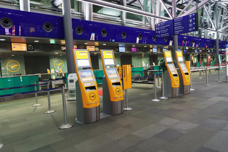 LEIPZIG, GERMANY - SEP 10: Airport interior on September 10, 2014. Leipzig Airport is an...