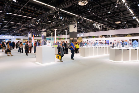 COLOGNE, GERMANY - SEPTEMBER 19, 2014: Photokina Exhibition interior. The Photokina is the world's largest trade fair for the photographic and imaging industriesのeditorial素材