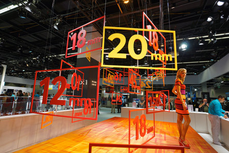 COLOGNE, GERMANY - SEPTEMBER 19, 2014: Samsung stand in the Photokina Exhibition. The Photokina is...