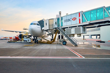 DUBAI, UAE - MARCH 30, 2015: Airbus A330-200 at Dubai International Airport. The Airbus A330 is a...
