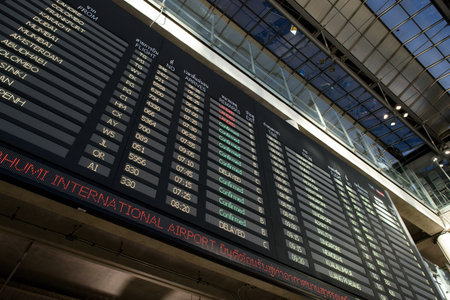BANGKOK, THAILAND - JUNE 19, 2015: Suvarnabhumi Airport interior. Suvarnabhumi Airport is one of two international airports serving Bangkokのeditorial素材