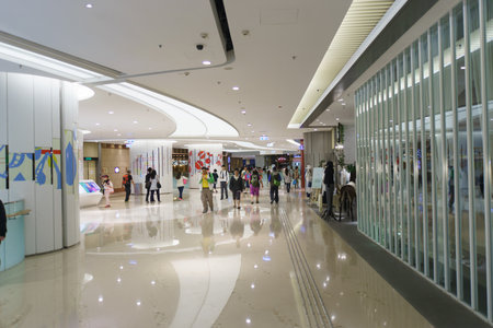 HONG KONG - APRIL 16, 2015: Hong Kong shopping mall interior. Hong Kong shopping malls are some of the biggest and most impressive in the worldのeditorial素材