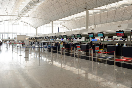 HONG KONG - JUNE 04, 2015: Hong Kong International Airport interior. Hong Kong International Airport...