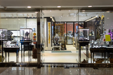 HONG KONG - MAY 05, 2015: interior of jewellery store in shopping mall. Hong Kong shopping malls are some of the biggest and most impressive in the worldのeditorial素材