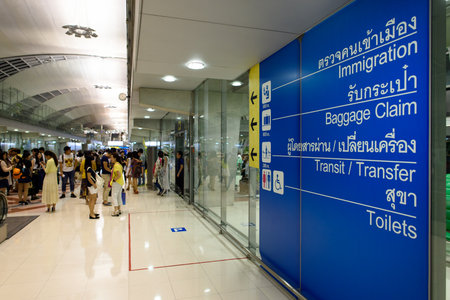 BANGKOK, THAILAND - JUNE 19, 2015: Suvarnabhumi Airport interior. Suvarnabhumi Airport is one of two international airports serving Bangkokのeditorial素材