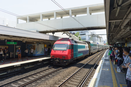 HONG KONG - APRIL 17, 2015: The Mass Transit Railway station. MTR is the rapid transit railway...
