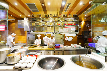 SHENZHEN - OCT 28: restaurant interior on October 28, 2014 in Shenzhen, China. ShenZhen is regarded as one of the most successful Special Economic Zones.のeditorial素材