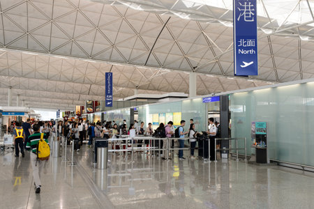 HONG KONG - JUNE 04, 2015: Hong Kong International Airport interior. Hong Kong International Airport...