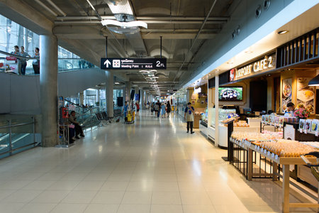 BANGKOK, THAILAND - JUNE 19, 2015: Suvarnabhumi Airport interior. Suvarnabhumi Airport is one of two international airports serving Bangkokのeditorial素材