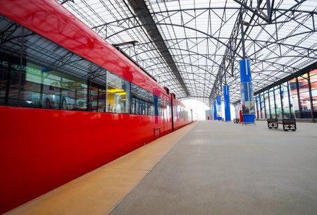 MOSCOW - SEP 24: Aeroexpress red train in Sheremetyevo Airport on September 24, 2014 in Moscow....
