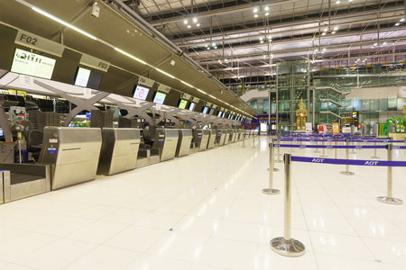BANGKOK, THAILAND - NOV 07: Suvarnabhumi Airport interior on November 07, 2014. Suvarnabhumi Airport is one of two international airports serving Bangkokのeditorial素材