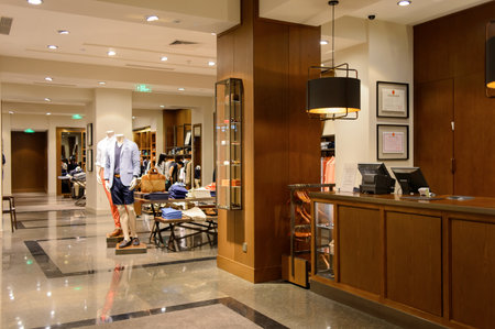 SHENZHEN, CHINA - MAY 17, 2015: shopping center interior. Shenzhen is a major city in the south of Southern China's Guangdong Province, situated immediately north of Hong Kong Special Administrative Region.のeditorial素材
