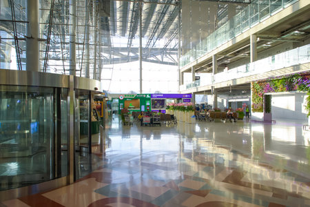 BANGKOK, THAILAND - JUNE 19, 2015: Suvarnabhumi Airport interior. Suvarnabhumi Airport is one of two...
