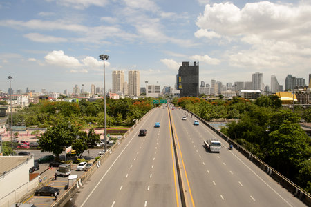 BANGKOK, THAILAND - JUNE 19, 2015: view on Bangkok from City Line Train. Bangkok is the capital and...