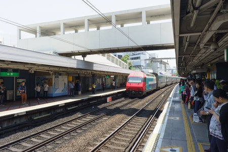 HONG KONG - APRIL 17, 2015: The Mass Transit Railway station. MTR is the rapid transit railway...