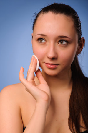 Close up shot of beauty woman after bathingの写真素材