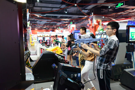 SHENZHEN, CHINA-APRIL 13: game club interior on April 13, 2014 in Shenzhen, China. ShenZhen is...