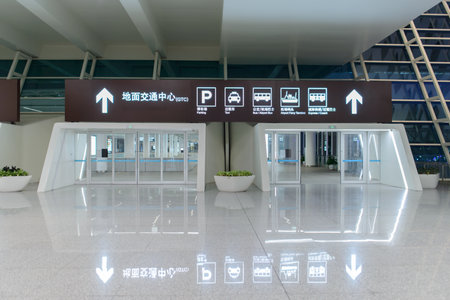 SHENZHEN - APRIL 16: airport interior on April 16, 2014 in Shenzhen, China. Shenzhen Bao'an International Airport is located near Huangtian and Fuyong villages in Bao'an District, Shenzhen, Guangdongのeditorial素材