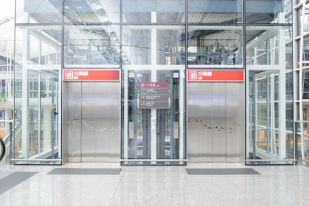 HONG KONG - APRIL 01: lift in airport on April 01, 2014 in Hong Kong, China. Hong Kong International...