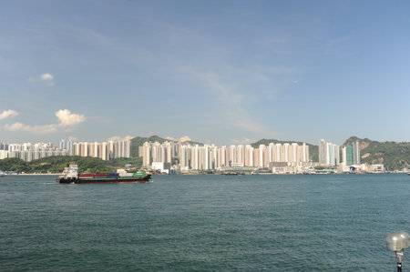 HONG KONG - MAY 09 : dry cargo ship on May 09, 2012 in Hong Kong, China. The Central area on the island is the historical, political and economic centre of Hong Kongのeditorial素材