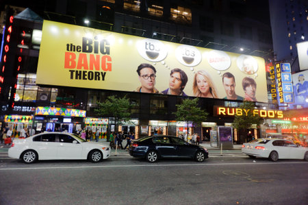 NEW YORK - SEPTEMBER 25: area near Times Square at night on September 25, 2011 in New-York, USA. Times Square is a major commercial intersection and a neighborhood in Midtown Manhattan, New York City, at the junction of Broadway and Seventh Avenue and strのeditorial素材