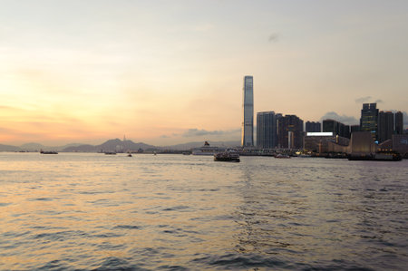 HONG KONG - MAY 09: Hong Kong downtown skyscrapers on May 09, 2012 in Hong Kong, China. Hong Kong alternatively known by its initials H.K., is situated on China's south coast.のeditorial素材