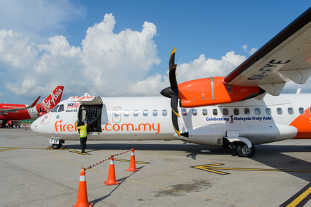 LANGKAWI - MAY 01: Firefly ATR-72 on May 01, 2014 in Langkawi, Malaysia. FlyFirefly Sdn Bhd,...