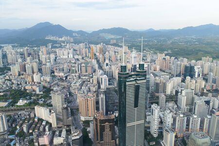 View of downtown Shenzhen city in Chinaのeditorial素材