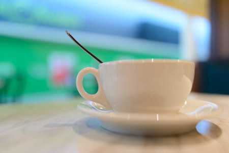 close up shot of cup with hot coffeeのeditorial素材