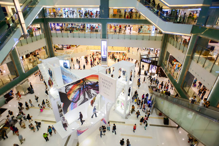 HONGKONG - MAY 17: shopping center interior on May 17, 2014 in Hongkong, China. Hong Kong has many nicknames, but the most famous is "The paradise of shopping"のeditorial素材